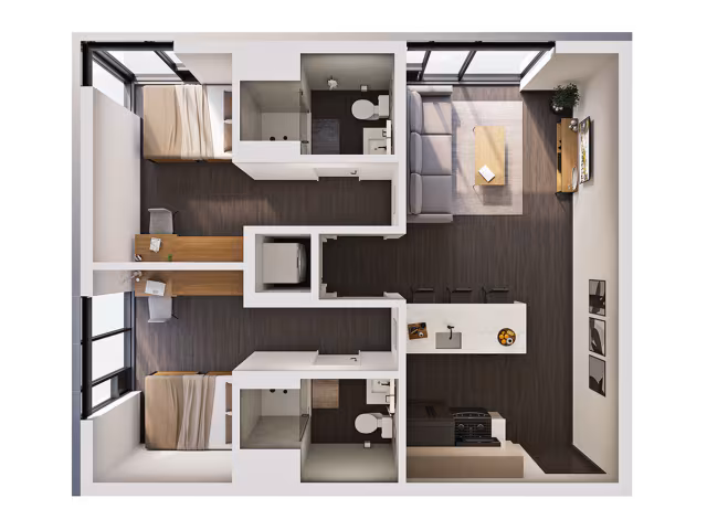 2 Bedroom B Private floor plan